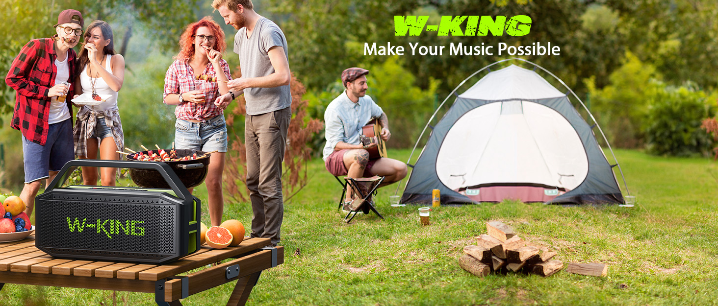 W-KING Bluetooth колонка 100W (60W) IPX6, портативна, глибокий бас, до 40 годин, TF/AUX/EQ, зелена