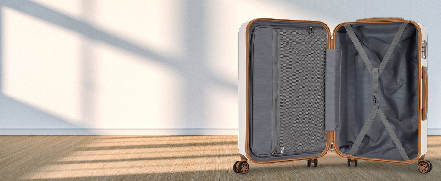 Чохол-валіза KONO, валіза-чемодан, ручна валіза 75x48x29 см, ABS пластик, з TSA замком, білий