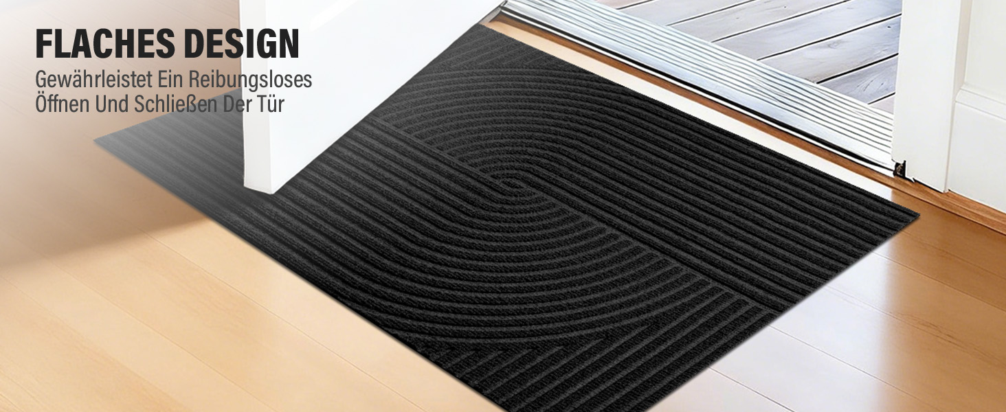 Привітальний килимок FEOMOS 60x90 см, протиковзний грязезахисний килим для входу, коридору, кухні та балкона, чорний, придатний для прання