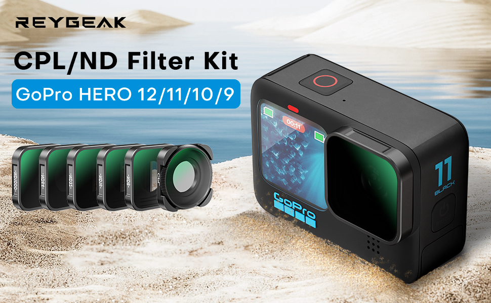 Фільтри ND/CPL для GoPro Hero 12/11/10/9 Black (6 шт.): ND8, ND16, ND32, ND64, ND1000, CPL. Аксесуари для екшн-камери