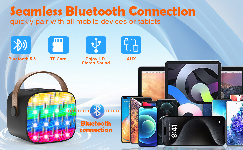 Дитяча караоке-машина з 2 мікрофонами, Bluetooth, світлові ефекти, для дівчаток та хлопчиків 3-12 років