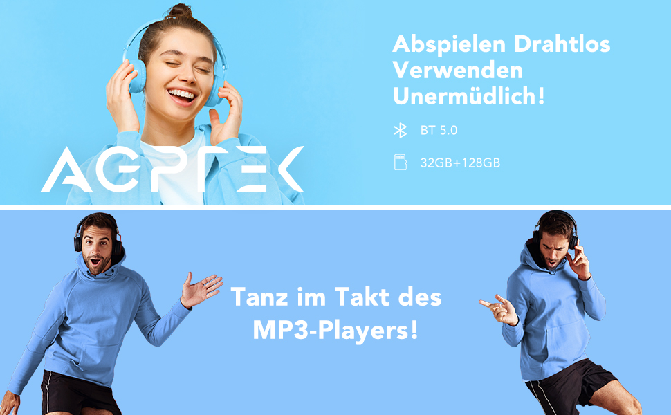 MP3 плеєр AGPTEK 64GB Bluetooth 5.3, 2.4