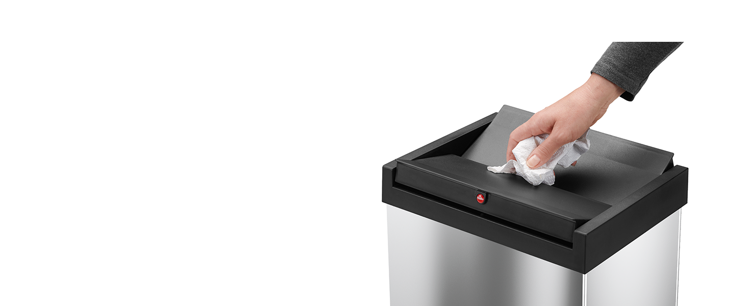 Відро для сміття Hailo Big-Box Swing XL 52 л, сталевий, самозакривний, з кріпленням для мішка, срібний, німецька якість