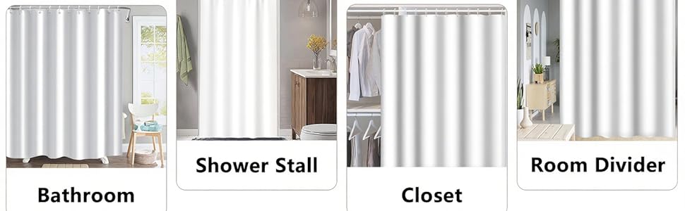 Штора для ванної кімнати біла 180x200 см, текстильна, водовідштовхувальна, антигрибкова, з кільцями - якісна штора для душу