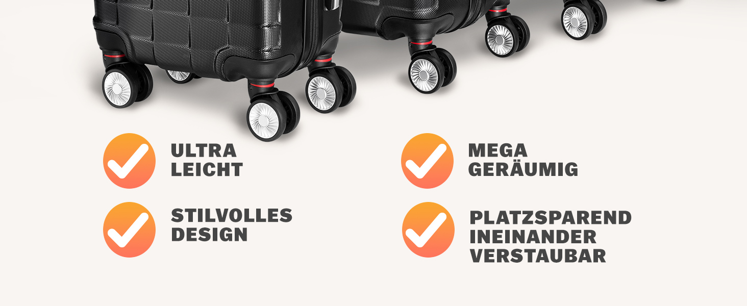 Набір валіз MONZANA® 3шт Exopack TSA, 3 шт. (M-L-XL), жорсткий корпус, блакитний