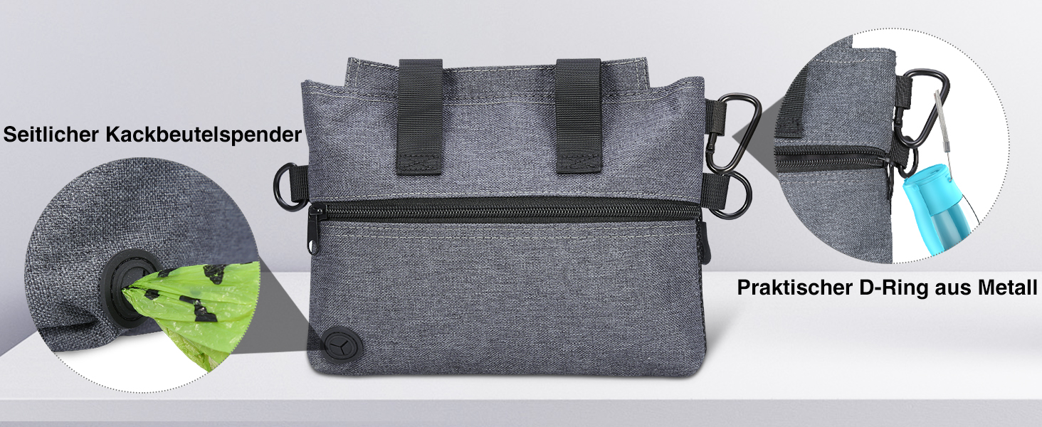 Сумка для ласощів для собак Brifit з магнітною застібкою, для тренувань, з регульованим шнурком, знімною внутрішньою кишенькою та дозатором для пакетів, 4 x 22 x 27 см