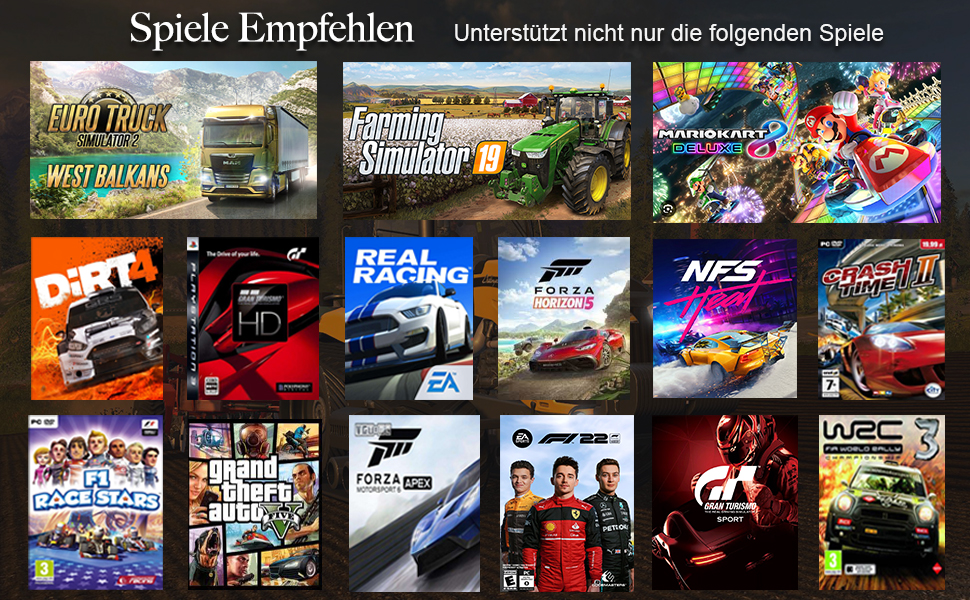 Руль для гонок VooFun з педалями, сумісний з PC, PS4, Switch, PS3, Xbox One/Xbox 360, 270°, програмовані кнопки, вібрація, чорний