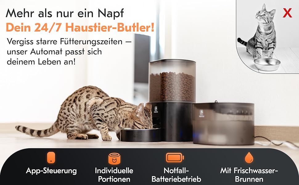 Автоматичний годівниця та фонтанчик для котів 2в1 з Wi-Fi, 3L, без залежності від сонця