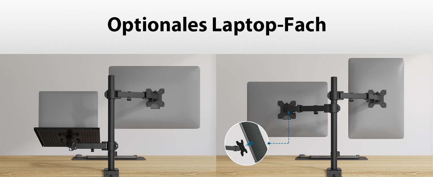 Тримач для монітора BONTEC з кріпленням для ноутбука, 13-32 дюйми, VESA 75x75-100x100mm