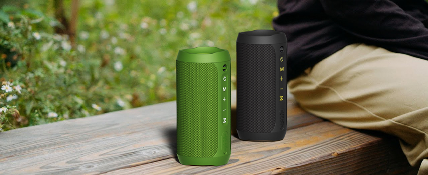 EDUPLINK Портативна Bluetooth колонка водонепроникна IPX7 бездротова (Зелена) Зелений вологозахищений динамік