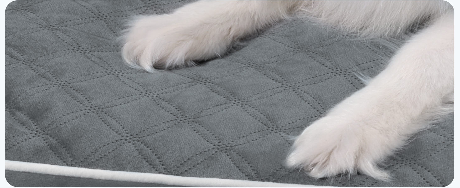 Ортопедичне ліжко для собак KSIIA, великі породи, 104x68x8 см, знімний килимок, миється, сірий колір