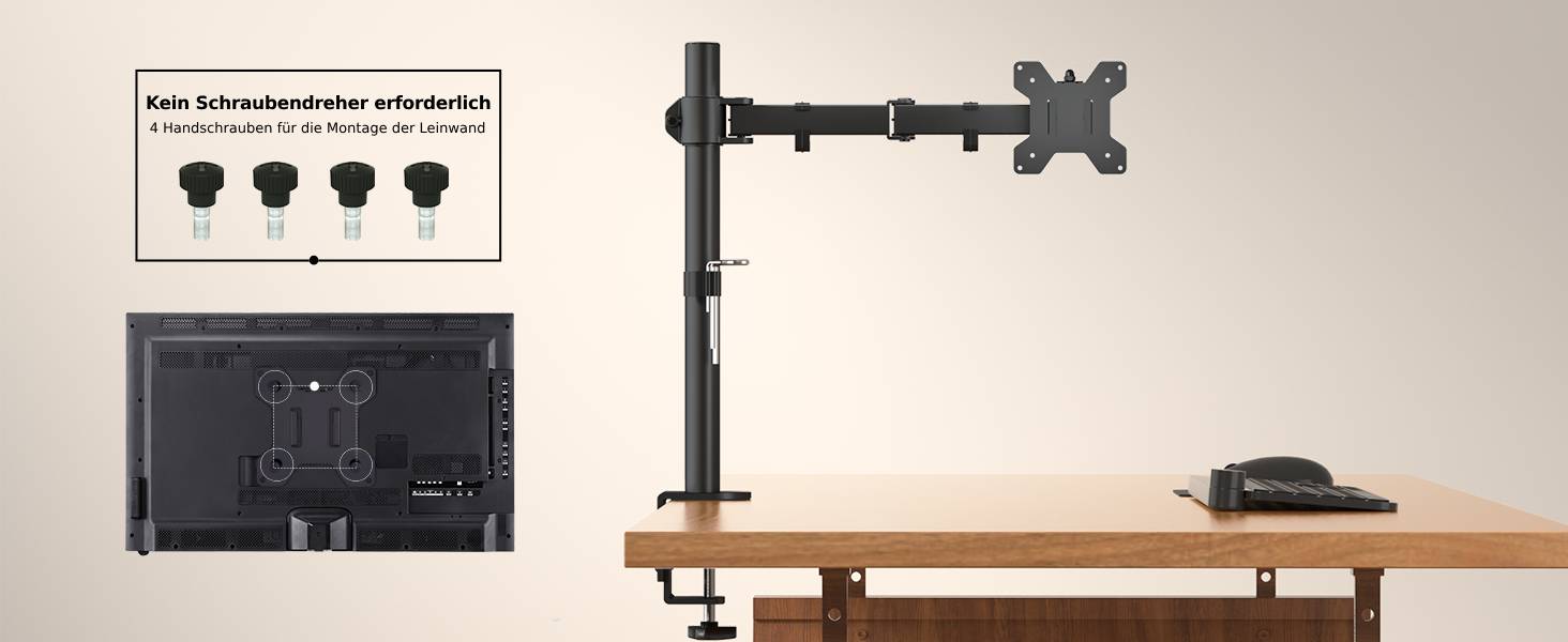 Кріплення для монітора BONTEC, 13-32 дюйми, до 10 кг, регульоване, настільне, VESA 75x75/100x100, чорне