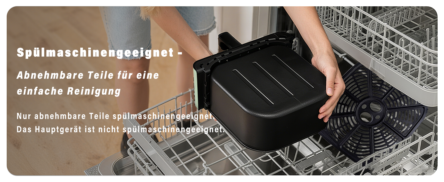 Фритюрниця повітряна 6л з окремим кошиком, прозорим вікном, 7 програм приготування, 11 функцій, тиха, легка чистка, таймер, сенсорний екран, 10 листів пергаментного паперу для сімейного використання (зелена)