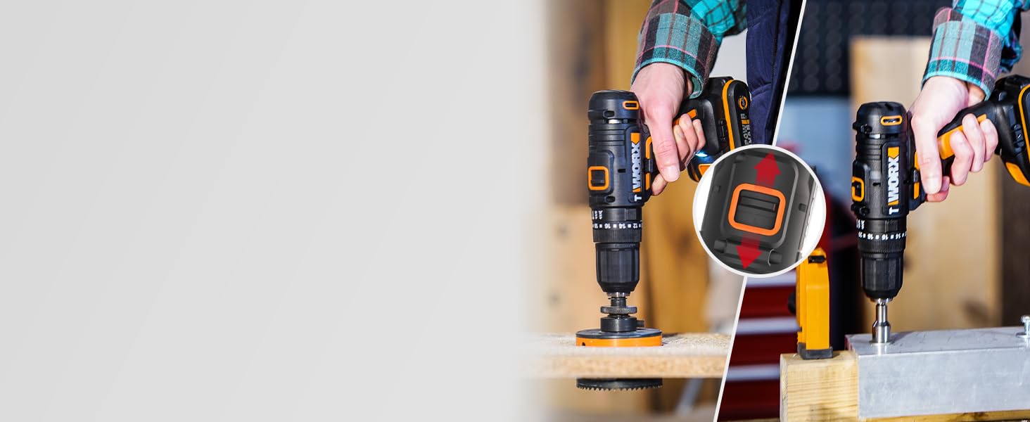 WORX NITRO WX352 акумуляторний ударний дриль-шуруповерт 20V - безщітковий двигун - для шурупування, свердління та ударного свердління - 60Nm - 2-швидкісне редуктор - з LED-підсвіткою - комплект з 2x20V 2Ah акумуляторами та 2A швидким зарядним пристроєм