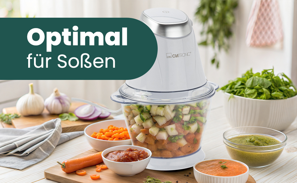 Електричний дрібник Clatronic MZ 3579: 250W, нержавіюча сталь, 1л, подрібнення льоду, білий