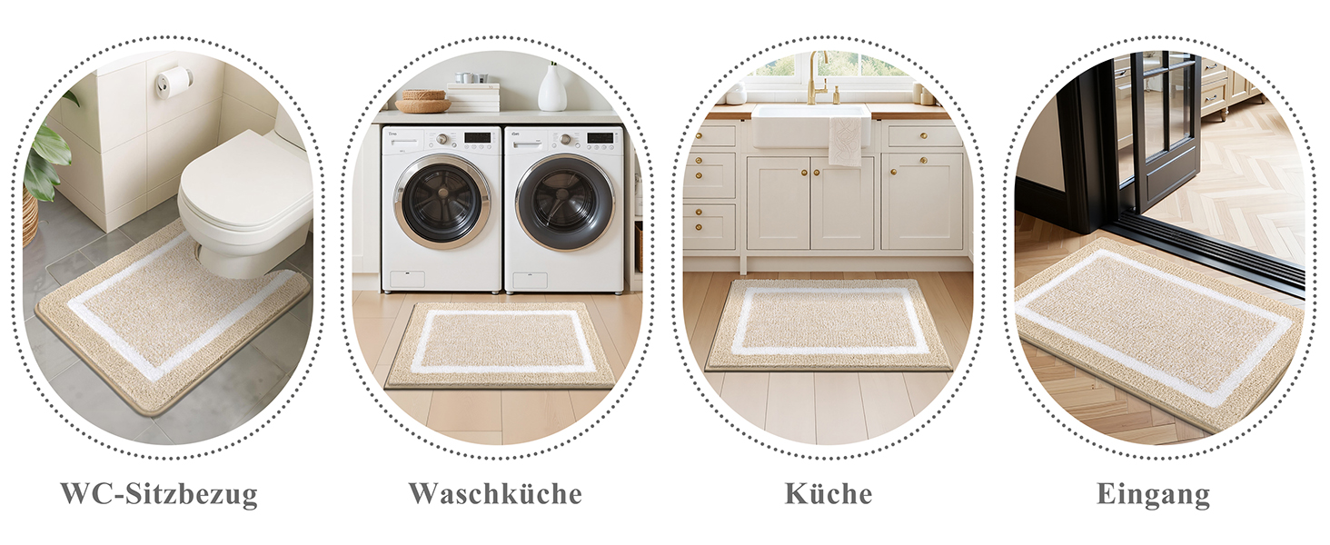 Килимок для ванної кімнати SHACOS: неслизький, м'який, швидковисихаючий, 50x80 см, бежевий