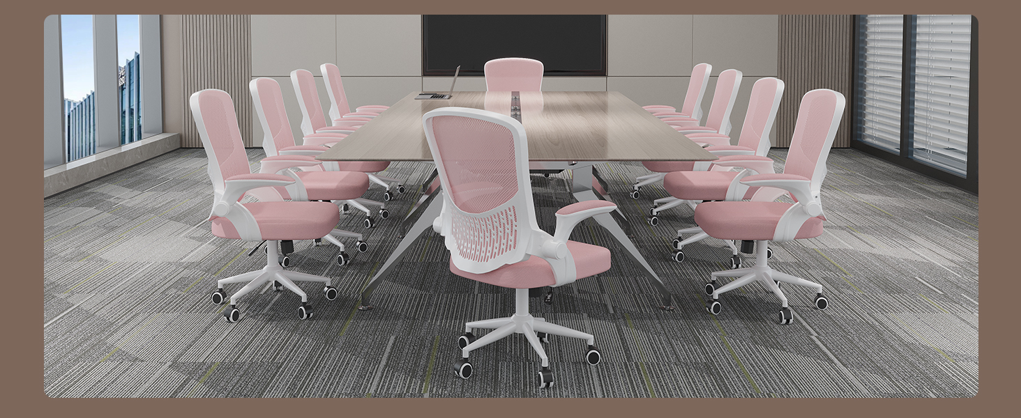 Офісний стіл Naspiro Ergonomischer Bürostuhl з регульованими підлокітниками 90°, підтримкою попереку, дихаючою сіткою та рожевим кольором (без підголівника)