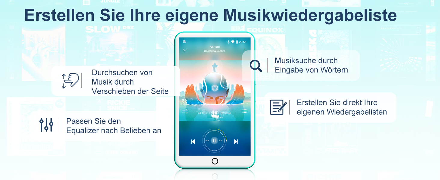 MP3 плеєр Oilsky 80GB з Bluetooth, WiFi, Android 9.0, 4