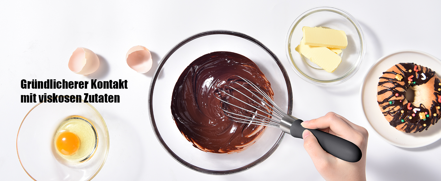 Віскер Доosu 28 см для приготування їжі, кулька з нержавіючої сталі 18/8, міцний ручний віскер для змішування, збивання, збивання (чорний) Чорний M-28cm