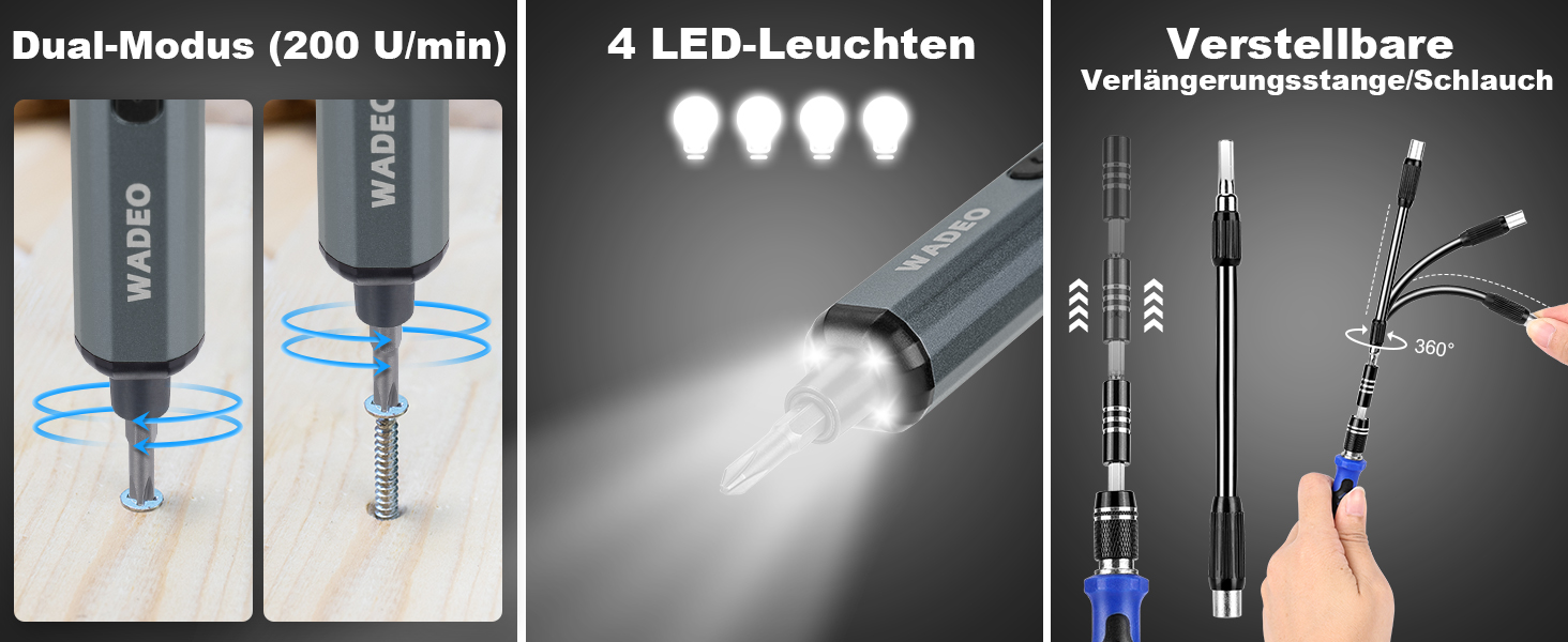 WADEO Міні набір викруток, 82 в 1, прецизійний, магнітний, з регулюванням крутного моменту, LED-підсвічування, для ремонту iPhone, телефонів, ноутбуків, окулярів, годинників