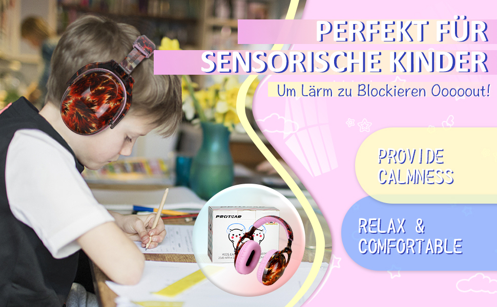 Навушники для захисту від шуму для дітей з аутизмом, для малюків та підлітків, ідеальні для феєрверків та концертів, SNR 28 dB