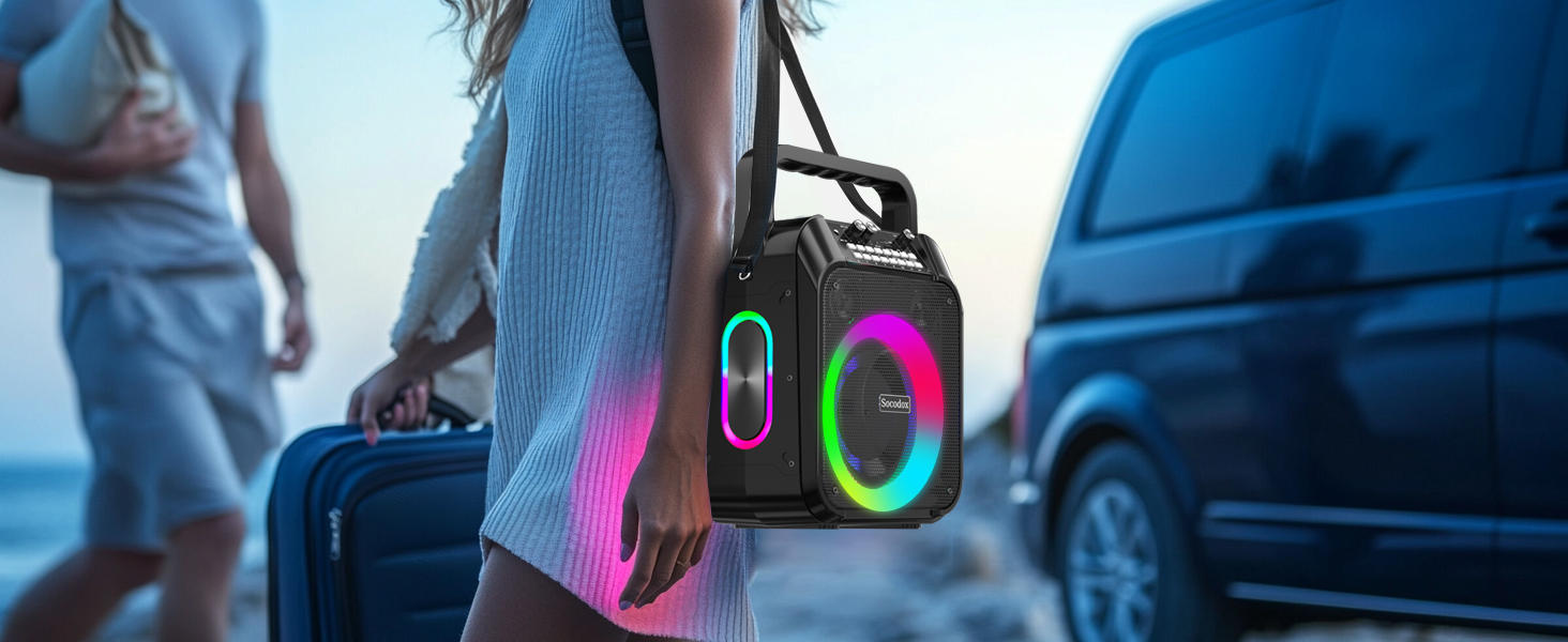Караоке машина з Bluetooth, 2 мікрофонами, RGB-підсвічуванням та потужністю 30W