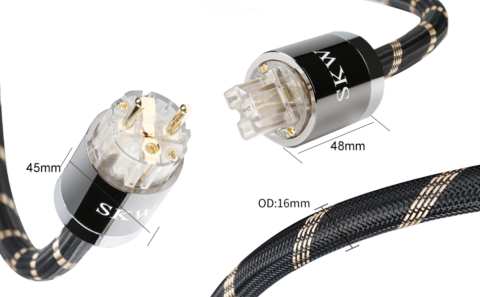 Hi-End мережевий кабель SKW Audiophile Schuko, силовий кабель живлення для сабвуфера, підсилювача, AV/DV систем (3м, чорний)