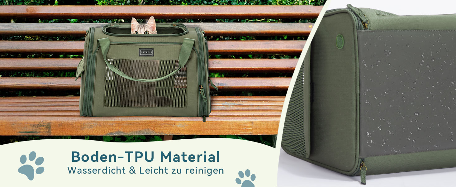 Транспортна переноска для котів та собак Petsfit, складна, 47L x 30B x 30H см, оливковий колір