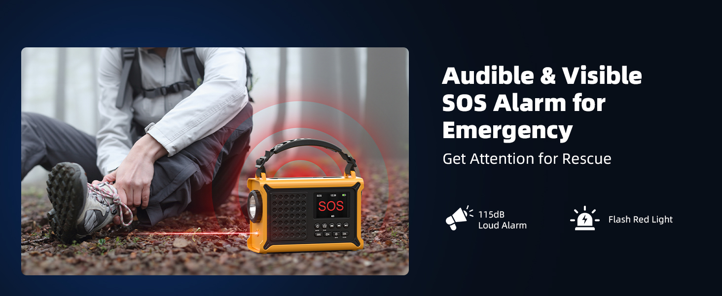 Сонячне радіо Solar Radio з ручкою, 12000mAh, DAB/DAB+/UKW, радіо для надзвичайних ситуацій з сонячною панеллю 8500мм² та ручкою 650mA, радіо з динамо, Bluetooth, ліхтарик та зарядний пристрій USB, для кемпінгу, надзвичайних ситуацій (жовте)