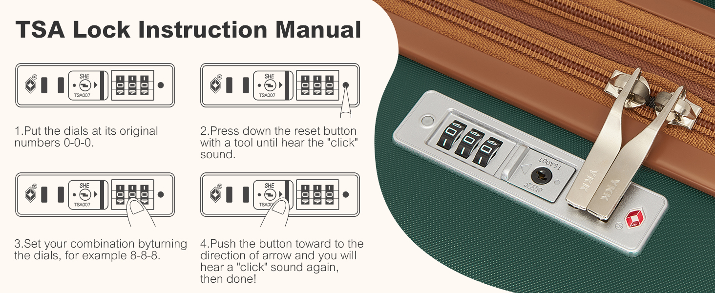 Чемодан-валіза KONO Trolley XL з ABS+PC, 4 колеса, TSA-замок (кремовий/коричневий) та M(55см) темно-зелений/коричневий