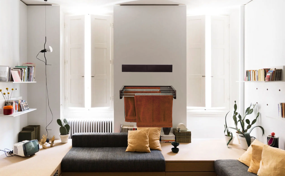 Настінна сушарка для білизни FoxyDry HIDE – розсувна, для дому та вулиці, 71x35x13 см, білий (лімітована серія)