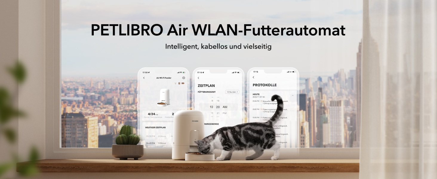 Автоматичний годівниця для котів PETLIBRO з Wi-Fi, 2.4G, акумулятор 30 днів, миска з нержавіючої сталі, керування через APP (2L, білий)