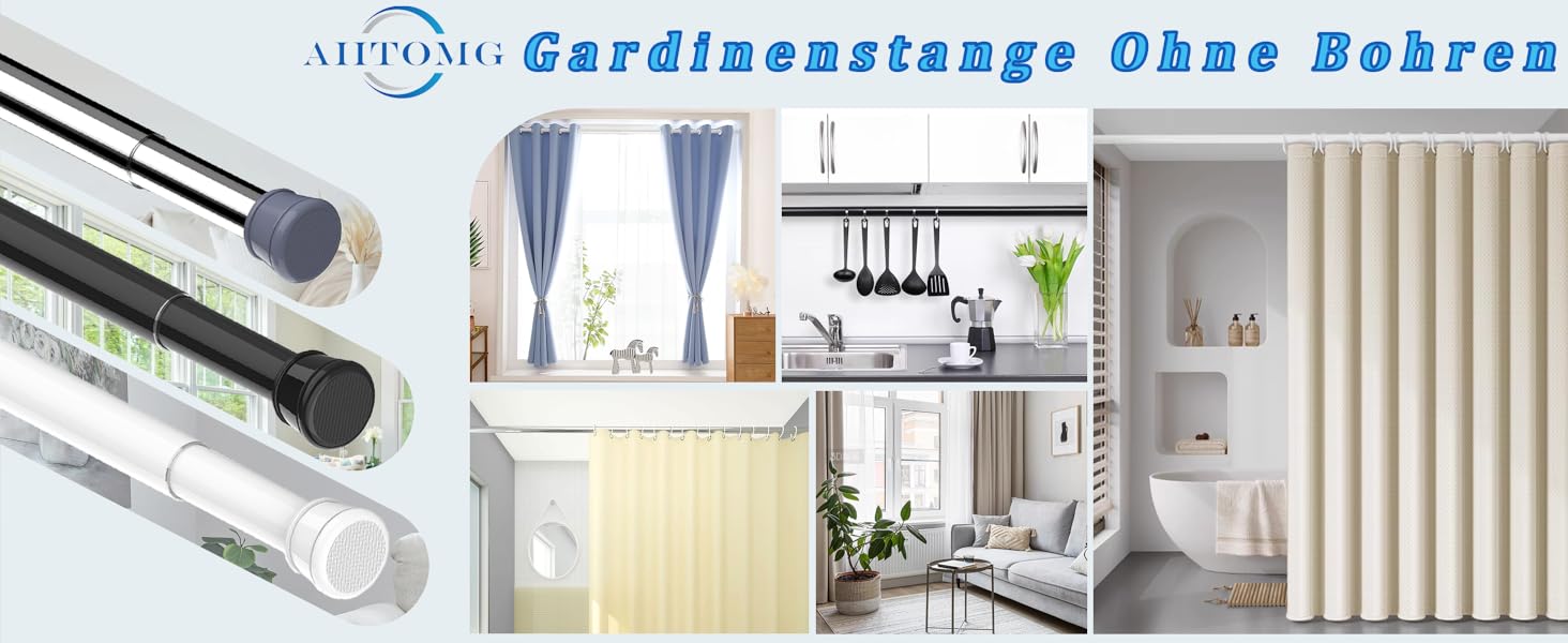 Штанга для штор без свердління, телескопічна, 83-160 см, діаметр 25 мм, для ванної, вікна, шафи, білий колір (1 шт.)