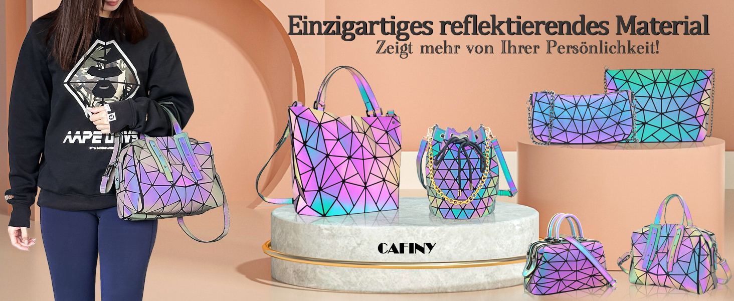 Геометричний гаманець жіночий світловідбиваючий, сумка через плече голографічна Geometrisches Portemonnaie (Cb-02)