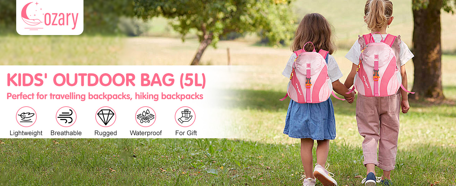 Дитячий рюкзак Cozary Kinder, 5L, водонепроникний, для школи, подорожей та спорту, рожевий