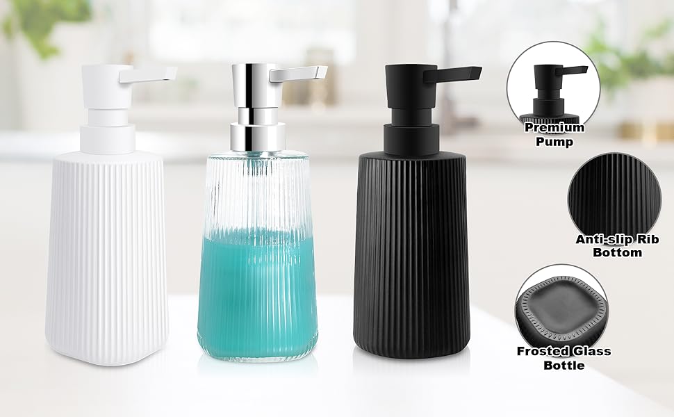 Набір з 2 чорних скляних дозаторів для мила, 250 мл - для ванної, кухні, робочої поверхні