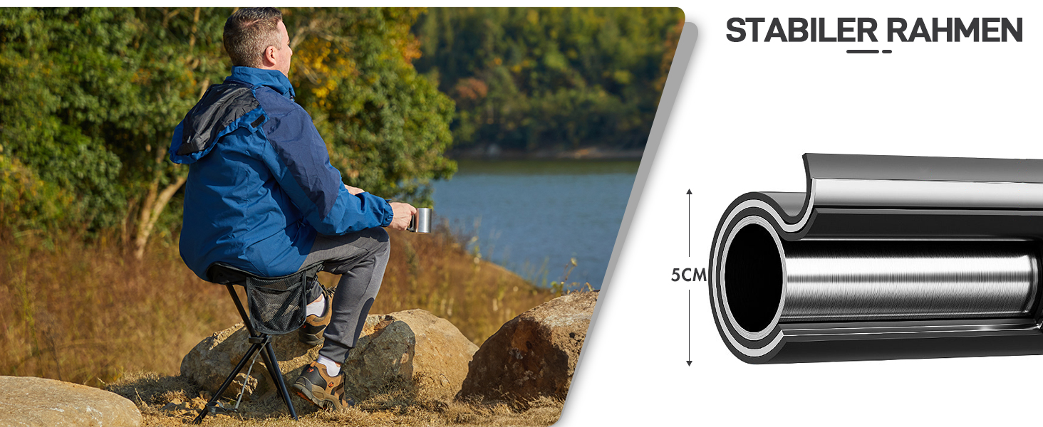 Складний стілець EVER ADVANCED: легкий, міцний, з кишенею для кемпінгу, риболовлі, полювання та піших прогулянок (102 кг)