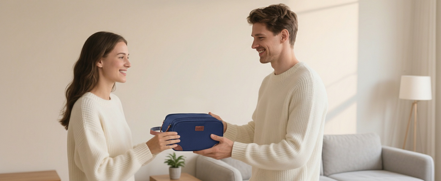 Чоловіча дорожня косметичка Ecohub, водонепроникна, з відділенням для мокрого одягу, з ремінцями, з перероблених матеріалів, з двома блискавками (синьо-зелена)