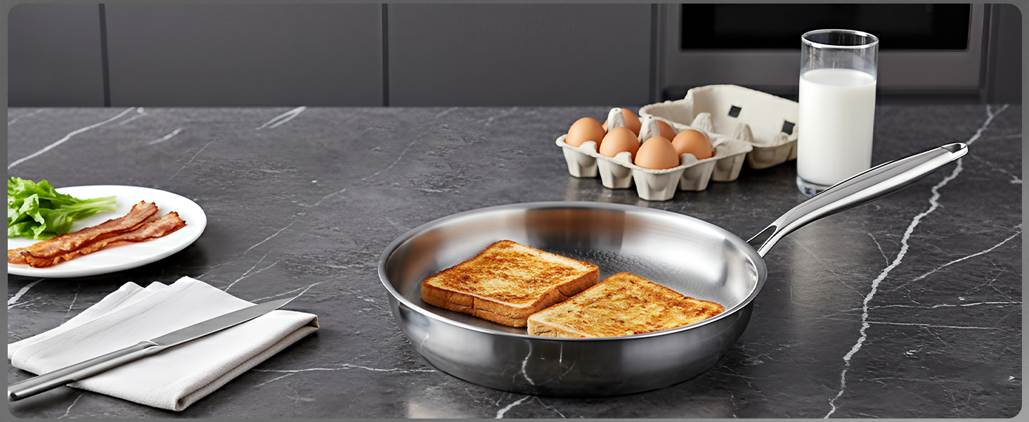 Сковорода з нержавіючої сталі 30 см Titan, з кришкою, для індукційних плит, 18/10, підходить для духовки та посудомийної машини