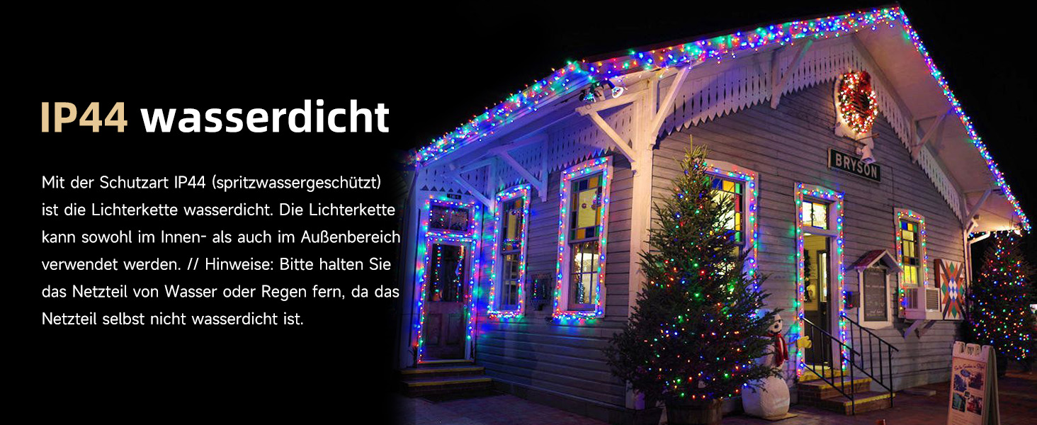 WOWDSGN Льохотна гірлянда для зовнішнього використання 20м, 2-в-1 LED гірлянда (Тепле біле & Класичне кольорове), сертифікований штекер GS, 11 режимів, пульт дистанційного керування та таймер, IP44 вологостійка різдвяна прикраса для саду, балкону, тепле біле/кольорове світло (зміна кольору) 20м 200LED