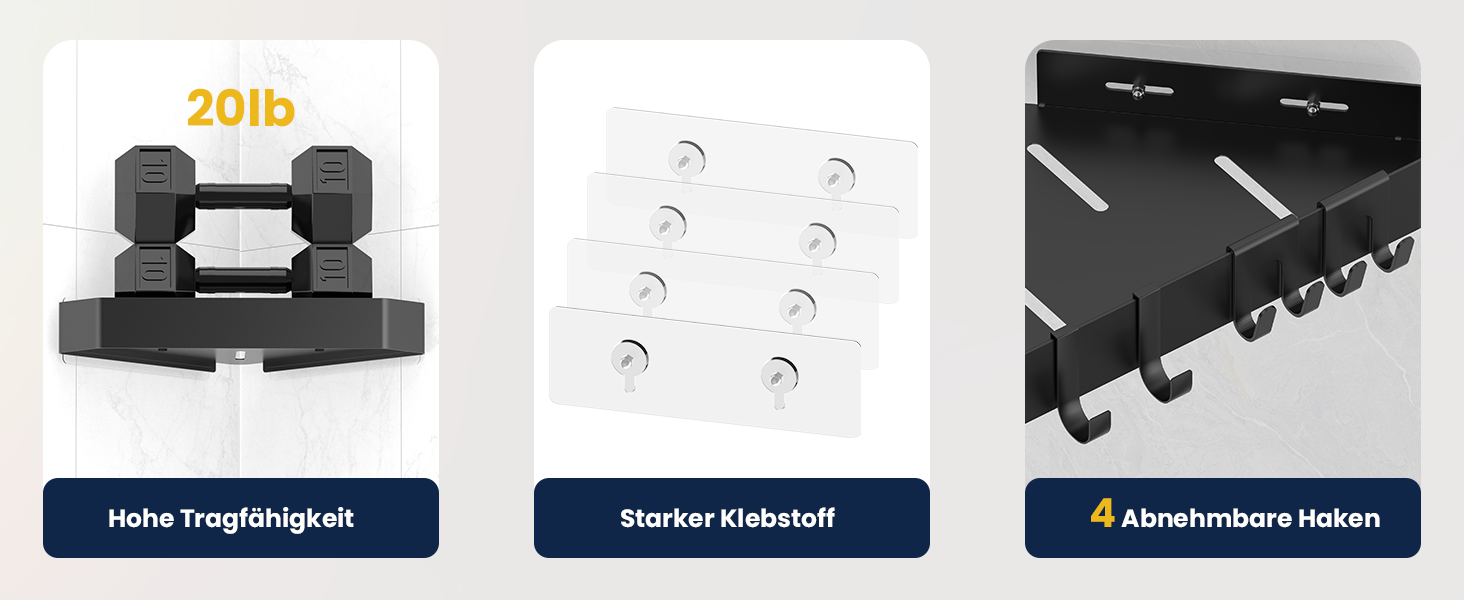 Поличка для душу без свердління, кутова, з металу, 2 шт. Двоярусний кутовий органайзер для душу з 4 гачками, чорний набір