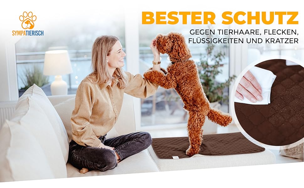 Водонепроникний коврик для собак SympaTierisch: захист дивану та ліжка, 150 x 130 см, коричневий