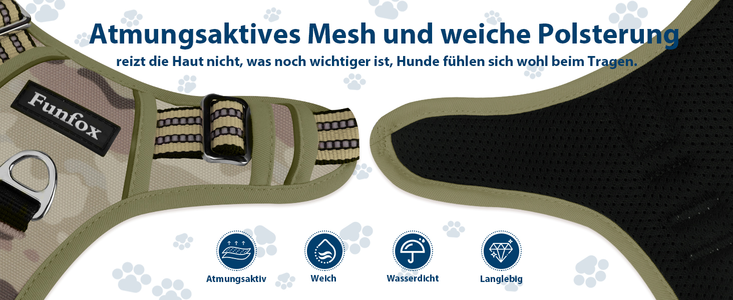 Шлейка для собак середніх порід Funfox, анти-тягу, з ручкою, світловідбиваючі смуги, без коміра, для собак середнього розміру (S, оливковий)