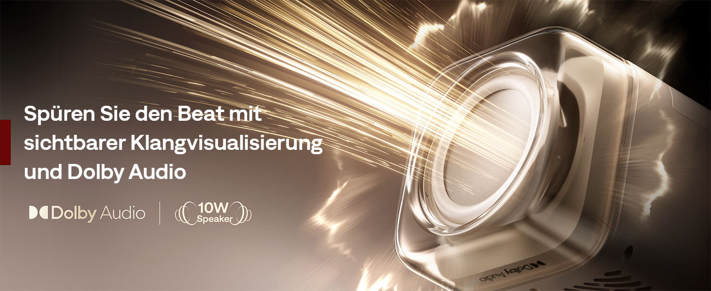 Smart проєктор Aurzen Boom Air Mini Beamer з Google TV та Netflix, 4K, USB-C, Dolby Audio, WiFi, Bluetooth, TOF автофокус, обертовий стійкий, кремовий