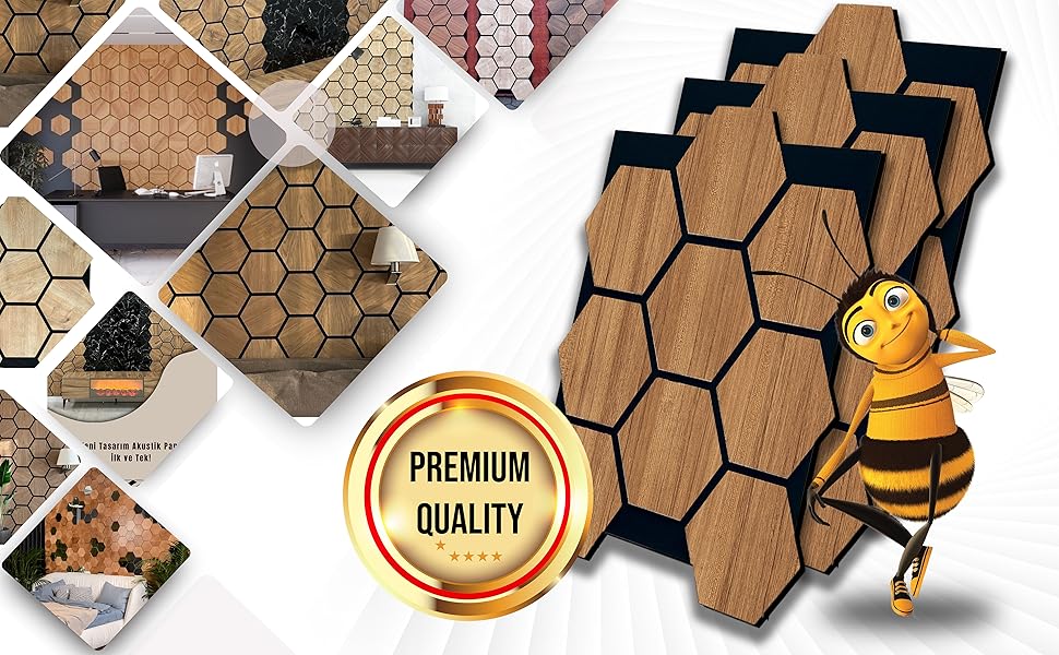 Акустичні настінні панелі AS Country Stone з натурального дерева Тик, 80x65 см, набір 4 шт. — звукоізоляція та декор для офісу та дому