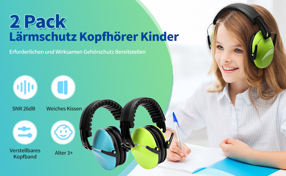 Навушники захисні дитячі Floriogra (2 шт) - капсульні, складані, для захисту слуху від шуму, зелені, 3-16 років