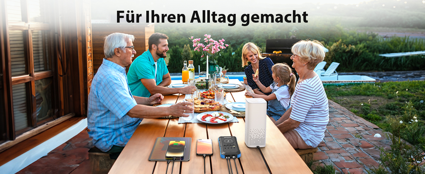 Сонячний павербанк 26800 mAh з 4 кабелями, USB-C, Qi, LED-ліхтарик, для телефонів, планшетів та кемпінгу