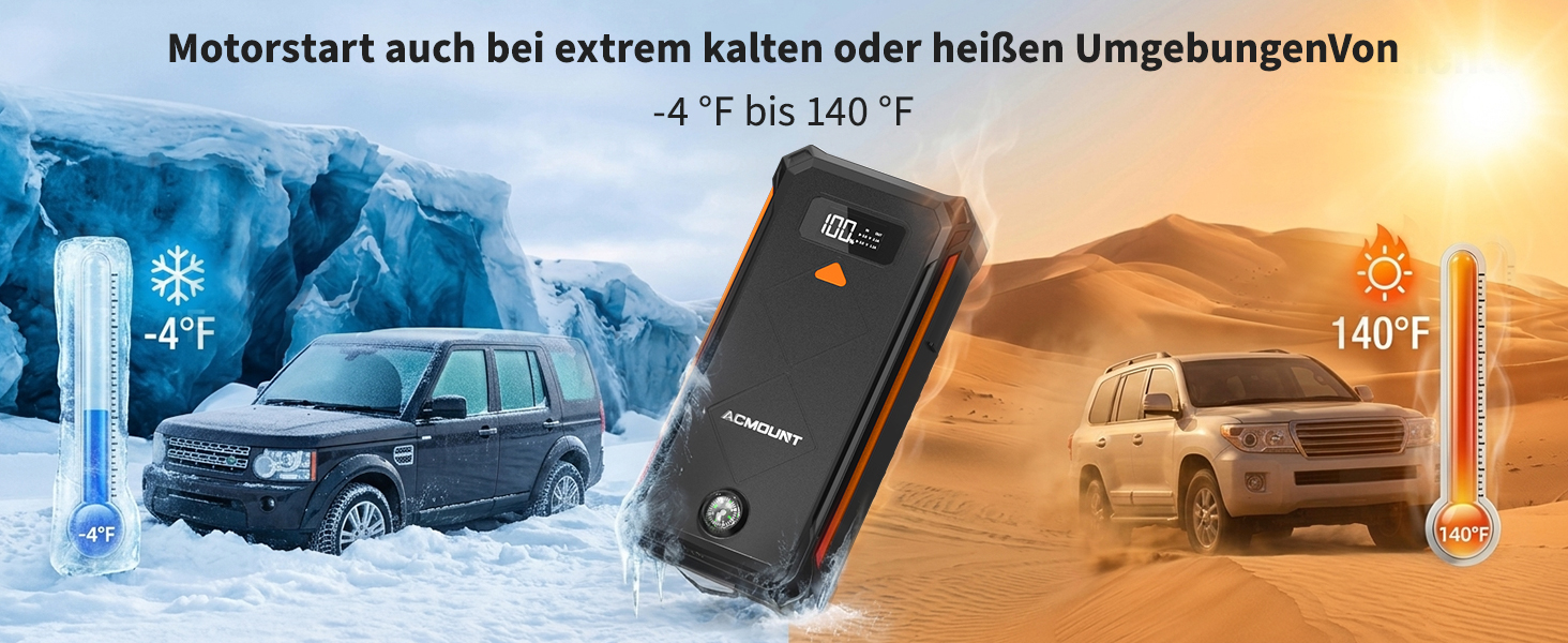 Powerbank для автомобіля Starthilfe 7000A 23800mAh помаранчевий - пусковий пристрій, зарядний пристрій, ліхтарик LED для авто, мото, бензин/дизель