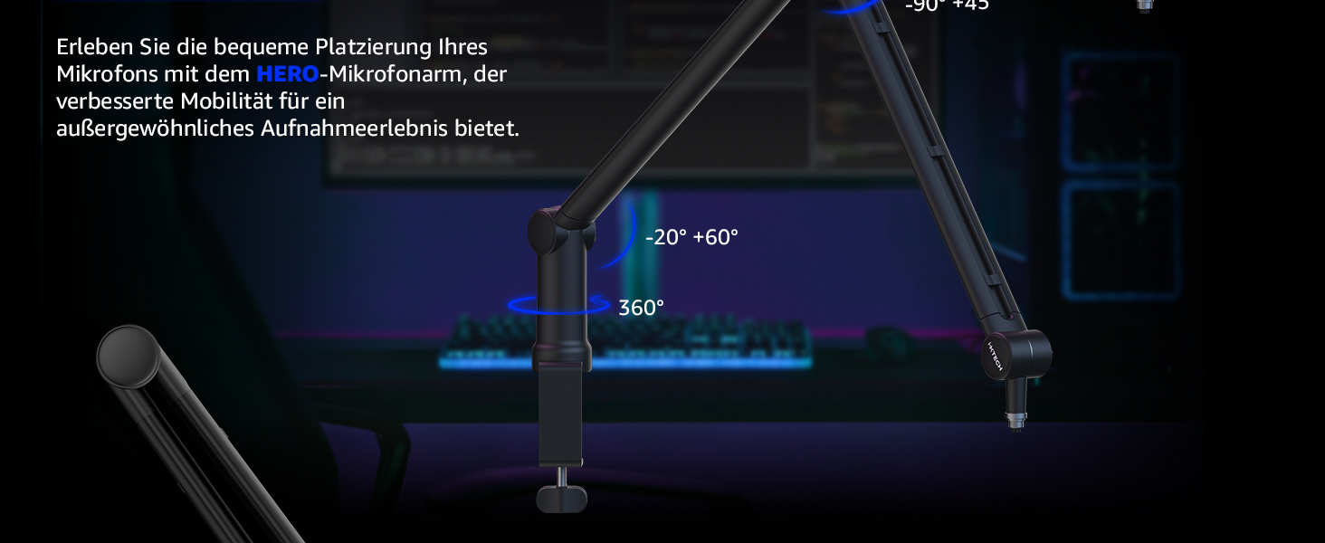 Підставка для мікрофона IXTECH – регульована, 360° обертання, зі сталі, для радіо, подкастів, геймінгу
