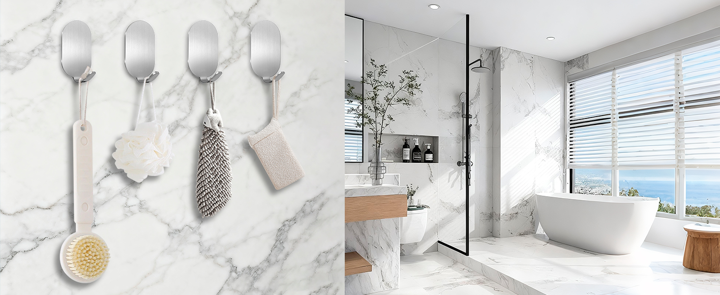 Крючки самоклеючі, 10 шт. з нержавіючої сталі 304, без свердління, для ванної, кухні та вітальні